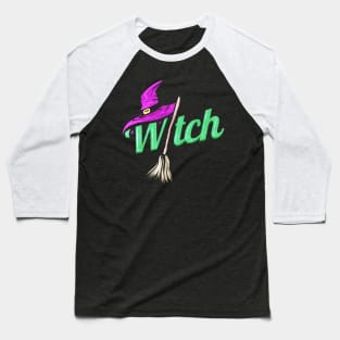 Witch Costume With Hat And Broom For Halloween Baseball T-Shirt